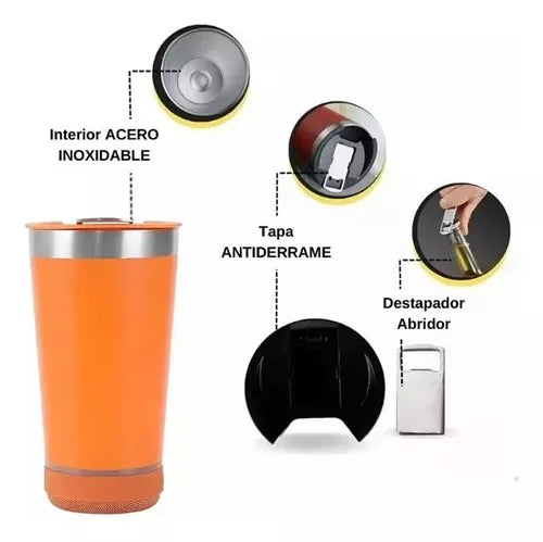 🟢Vaso Térmico Con Parlante Bluetooth